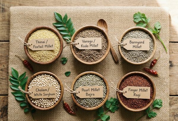 Millets & Grains โ Foxtail, Kodo, Barnyard Millet, Sorghum, Ragi