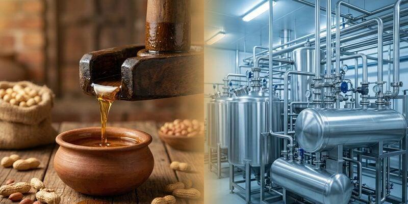 FarmPac Traditional Wood Pressing Process โ Mara Chekku, In-House Manufacturing